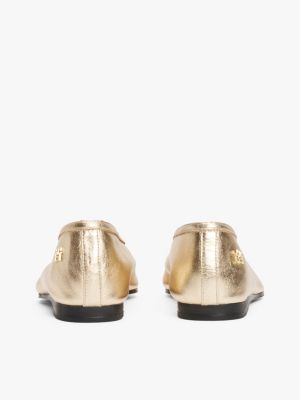 beige metallic leather ballerinas for women tommy hilfiger