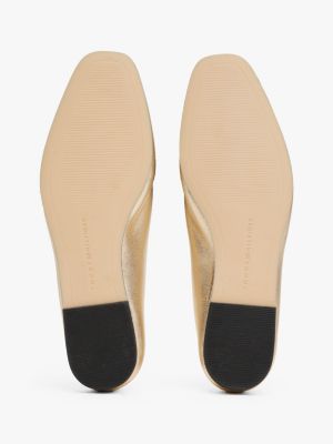 beige metallic leather ballerinas for women tommy hilfiger