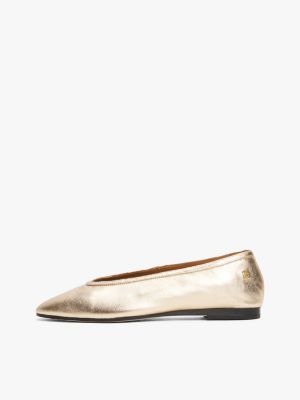 ballerines en cuir métallisé beige pour femmes tommy hilfiger