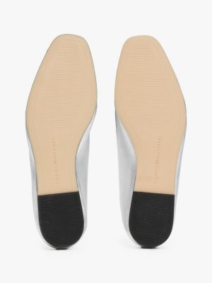 ballerines en cuir métallisé gris pour femmes tommy hilfiger