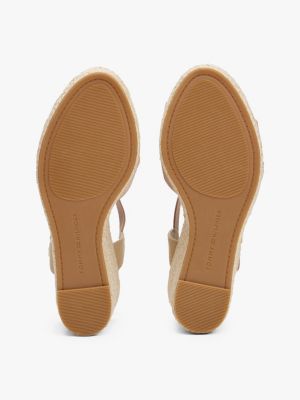 sandali espadrillas in raso con plateau beige da donne tommy hilfiger