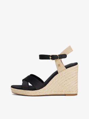 sandali espadrillas in raso con plateau multicolore da donne tommy hilfiger