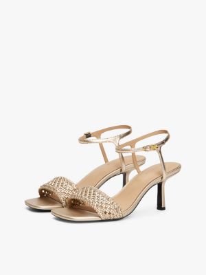 beige metallic kitten heels for women tommy hilfiger