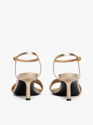 beige metallic kitten heels for women tommy hilfiger