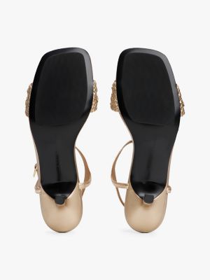 beige metallic kitten heels for women tommy hilfiger