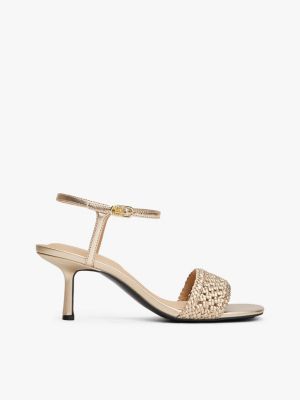 beige metallic kitten heels for women tommy hilfiger