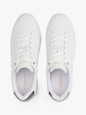 white leather flatform court trainers for women tommy hilfiger