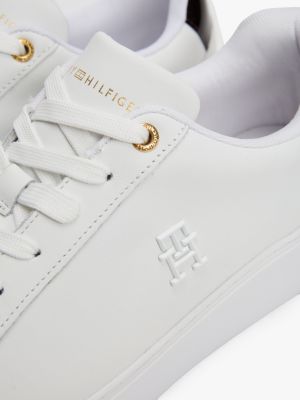 white leather flatform court trainers for women tommy hilfiger