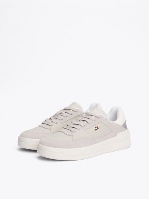 chaussures de basket à contrefort métallisé gris pour femmes tommy hilfiger