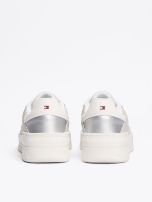 chaussures de basket à contrefort métallisé gris pour femmes tommy hilfiger