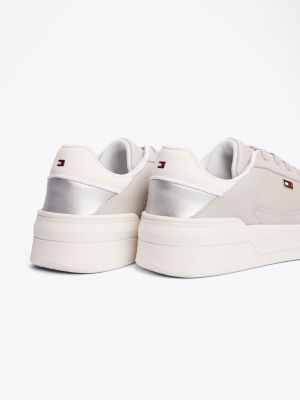 chaussures de basket à contrefort métallisé gris pour femmes tommy hilfiger