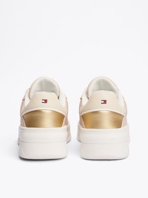 multi metallic panel basketball trainers for women tommy hilfiger