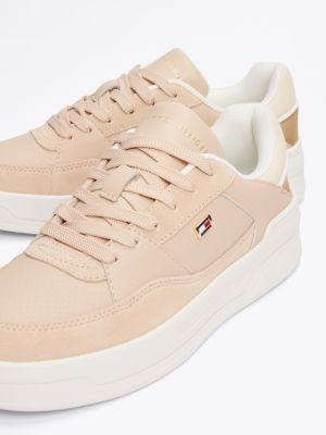 multi metallic panel basketball trainers for women tommy hilfiger