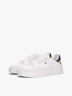 sneakers stile basket con sezione metallizzata bianco da donne tommy hilfiger