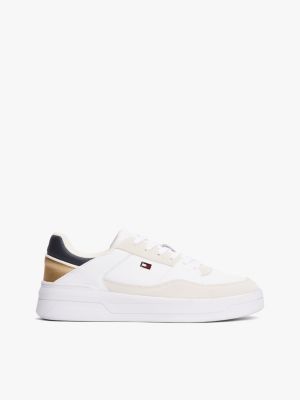 white metallic panel basketball trainers for women tommy hilfiger