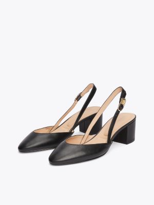 schwarz slingback-pumps aus leder für damen - tommy hilfiger