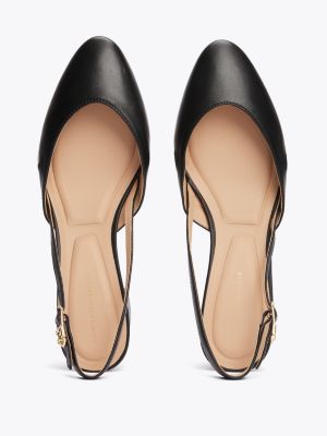 schwarz slingback-pumps aus leder für damen - tommy hilfiger