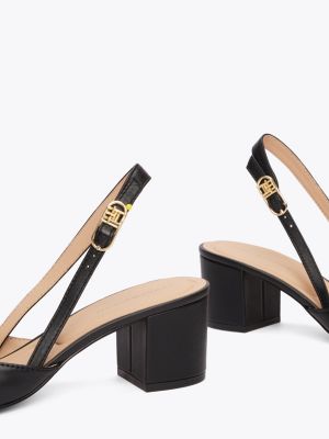 slingbacks en cuir à talon noir pour femmes tommy hilfiger