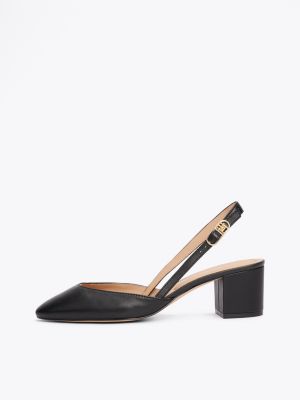 slingbacks en cuir à talon noir pour femmes tommy hilfiger