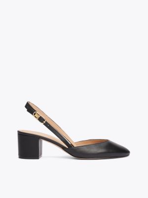 schwarz slingback-pumps aus leder für damen - tommy hilfiger