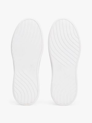 black leather th monogram court trainers for women tommy hilfiger