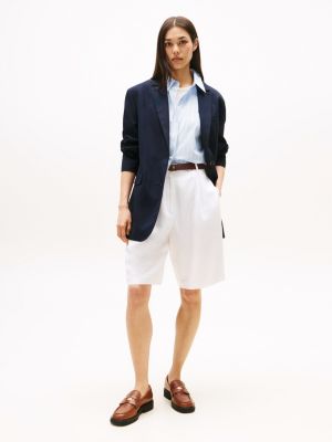 bruin leren loafer met vierkante neus en th-embleem voor dames - tommy hilfiger