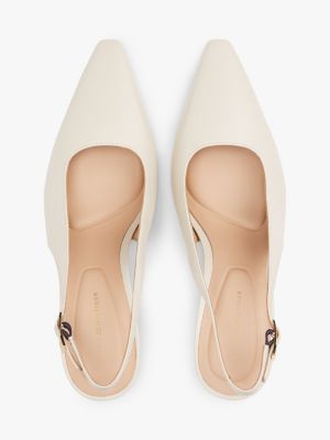 beige leather pointed toe slingback heels for women tommy hilfiger