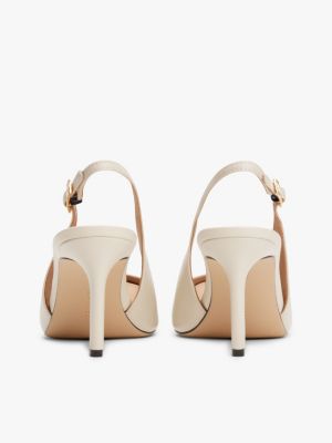 beige leather pointed toe slingback heels for women tommy hilfiger