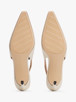 beige leather pointed toe slingback heels for women tommy hilfiger