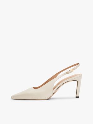 beige leather pointed toe slingback heels for women tommy hilfiger