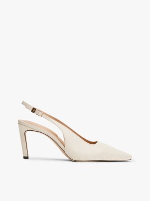 beige leather pointed toe slingback heels for women tommy hilfiger