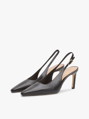 schwarz leder-slingback mit spitzer zehenpartie für damen - tommy hilfiger
