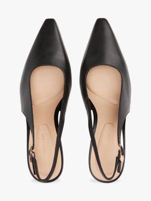 schwarz leder-slingback mit spitzer zehenpartie für damen - tommy hilfiger