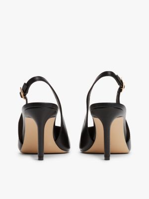 schwarz leder-slingback mit spitzer zehenpartie für damen - tommy hilfiger
