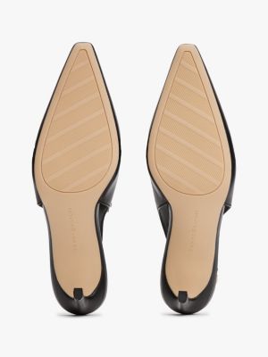 schwarz leder-slingback mit spitzer zehenpartie für damen - tommy hilfiger