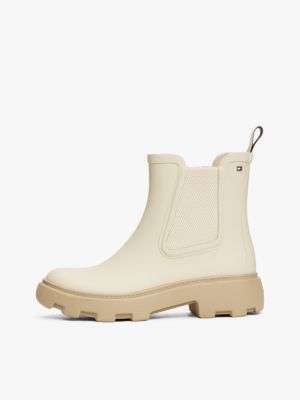 beige rubberised flag cleat rain boots for women tommy hilfiger