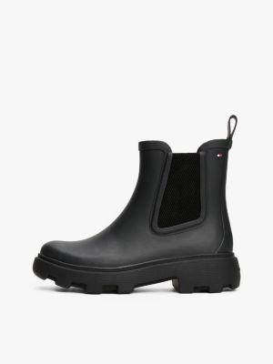 bottines de pluie en caoutchouc crantées noir pour femmes tommy hilfiger
