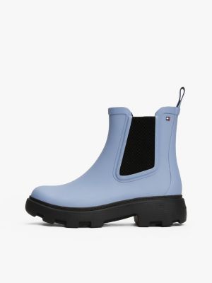 blue rubberised flag cleat rain boots for women tommy hilfiger
