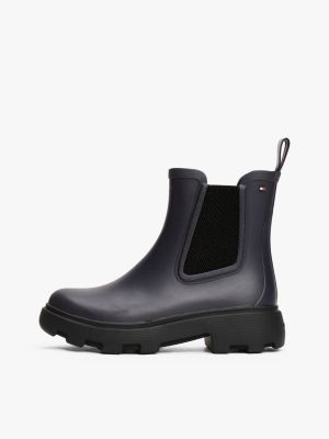 bottines de pluie en caoutchouc crantées bleu pour femmes tommy hilfiger