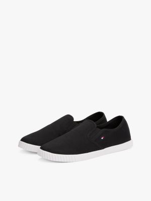 black canvas slip-on trainers for women tommy hilfiger