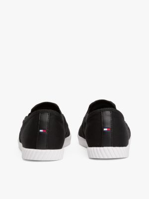 black canvas slip-on trainers for women tommy hilfiger