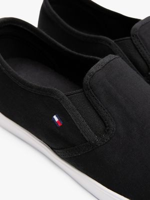 black canvas slip-on trainers for women tommy hilfiger