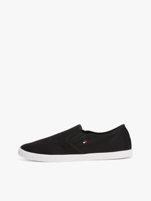 black canvas slip-on trainers for women tommy hilfiger