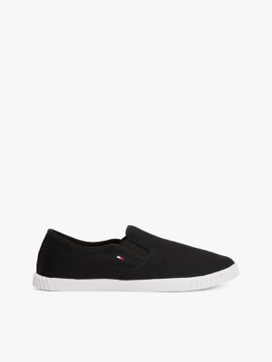 black canvas slip-on trainers for women tommy hilfiger