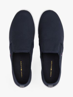 blue canvas slip-on trainers for women tommy hilfiger