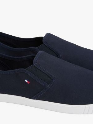 blue canvas slip-on trainers for women tommy hilfiger