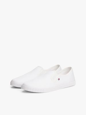 white canvas slip-on trainers for women tommy hilfiger