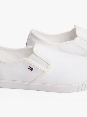 white canvas slip-on trainers for women tommy hilfiger