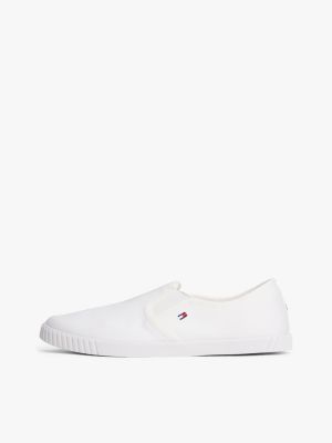 white canvas slip-on trainers for women tommy hilfiger