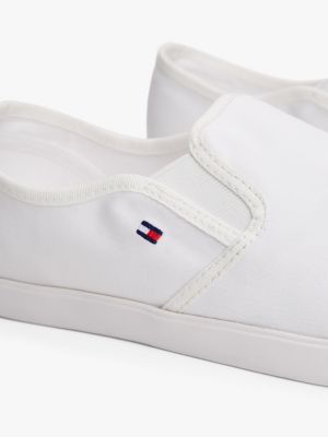 baskets en toile à drapeau brodé blanc pour femmes tommy hilfiger